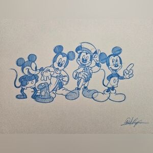 Disney Mickey Mouse Through The Years Drawing/Sketch Animation Art Signed